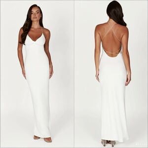 Meshki White Strappy Back Maxi Dress